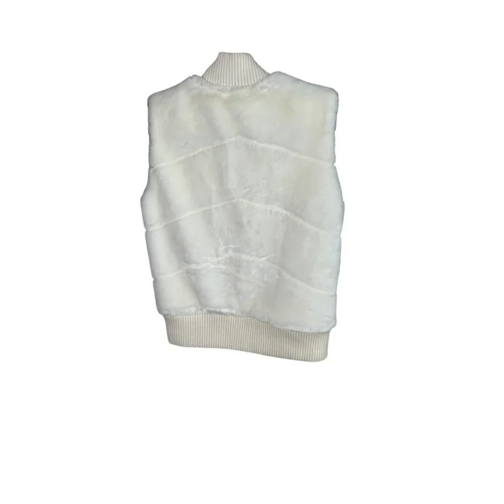 Old Navy Faux Fur Girls Vest White Furry Fuzzy Cozy Size XXL Fits a Small Woman